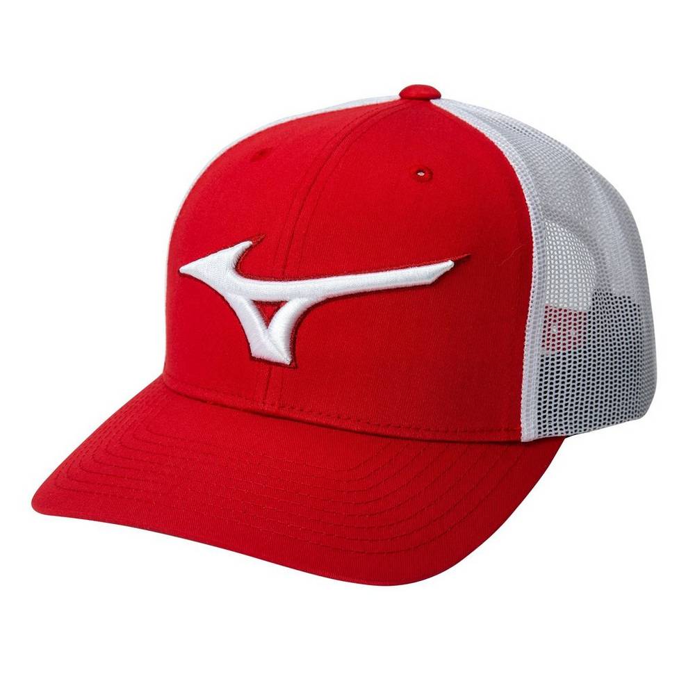 Panske Čiapky Mizuno Diamond Trucker Baseball Červené/Biele Vypredaj ISEZ41079